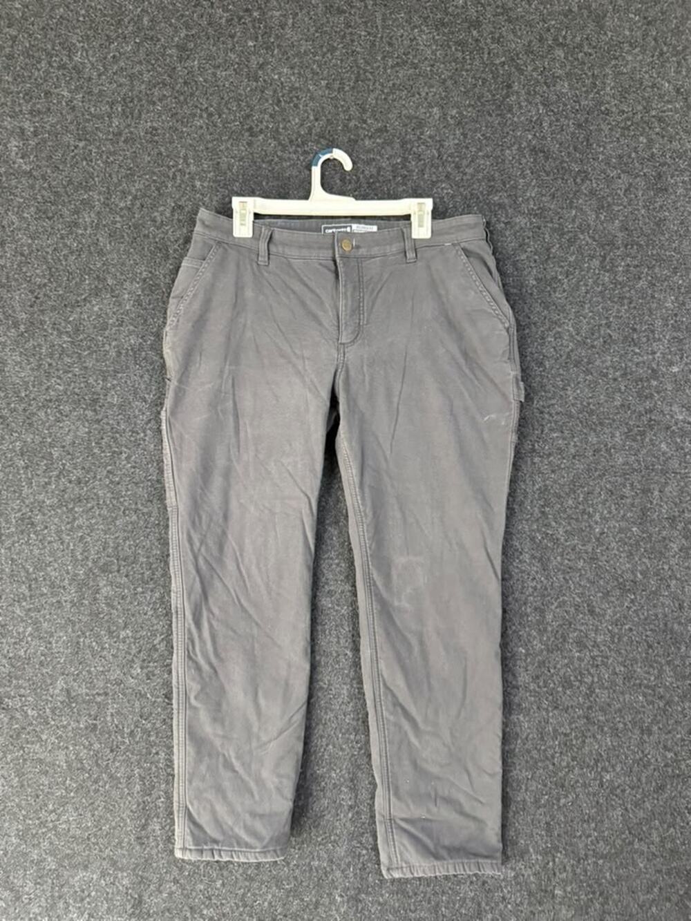Carhartt Womens Relaxed Fit Work Pants 14 Short Gray BN5998-W Lined